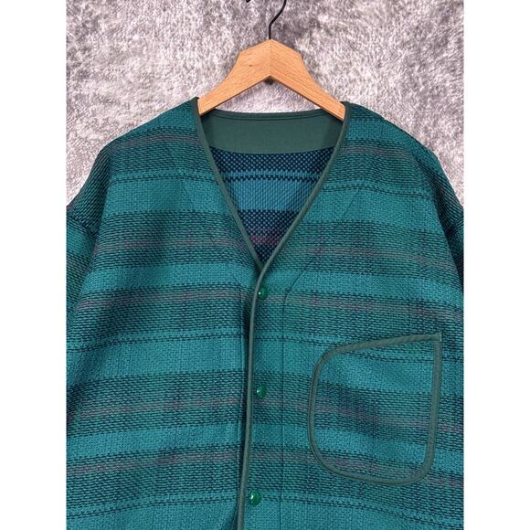 Pilgrim Surf Supply Jacket XL Mens Japanese Wool Woven Green Snap Front - Picture 2 of 9